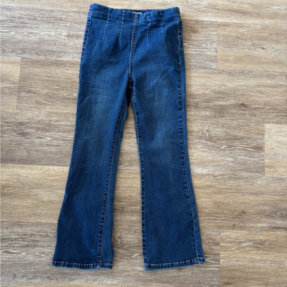 Free People Pull-On Ultra High Waist Crop Bootcut Stretch Jeans Sz 25